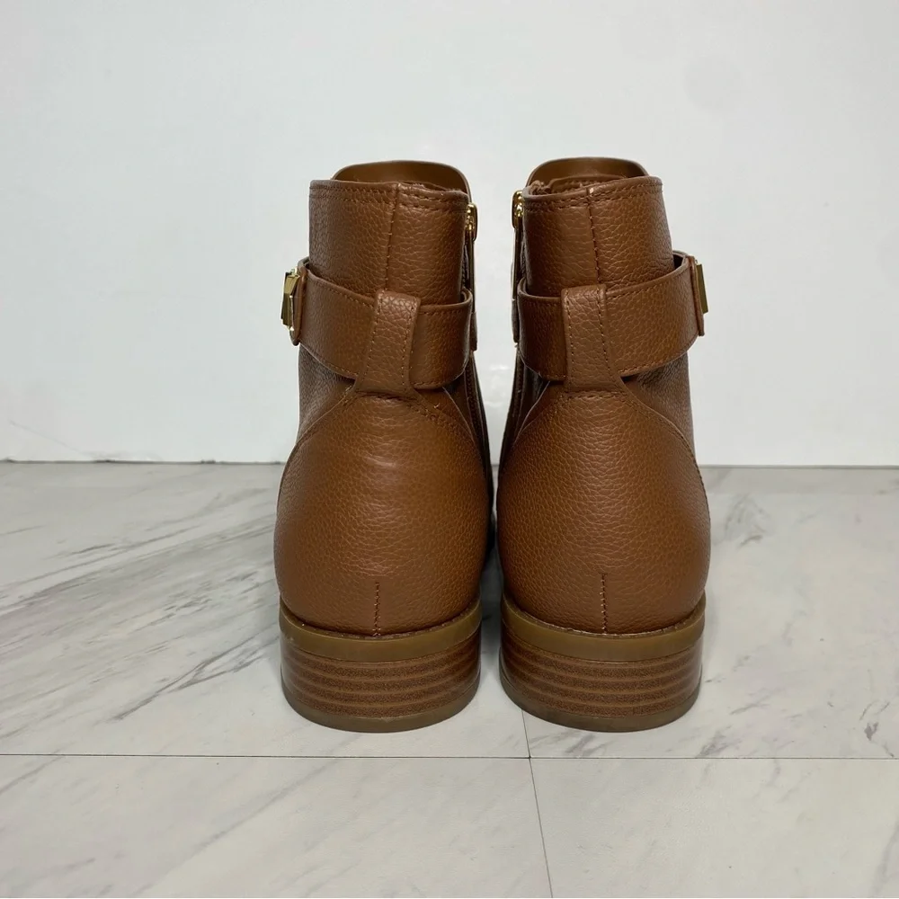 Michael Kors Jilly Brown Pebbled Faux Leather Bootie 9 1/2 M